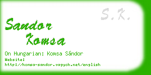 sandor komsa business card